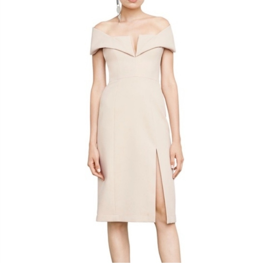 BCBG MAX AZRIA Marquise Off Shoulder Pink Sheathe Dress Size 10